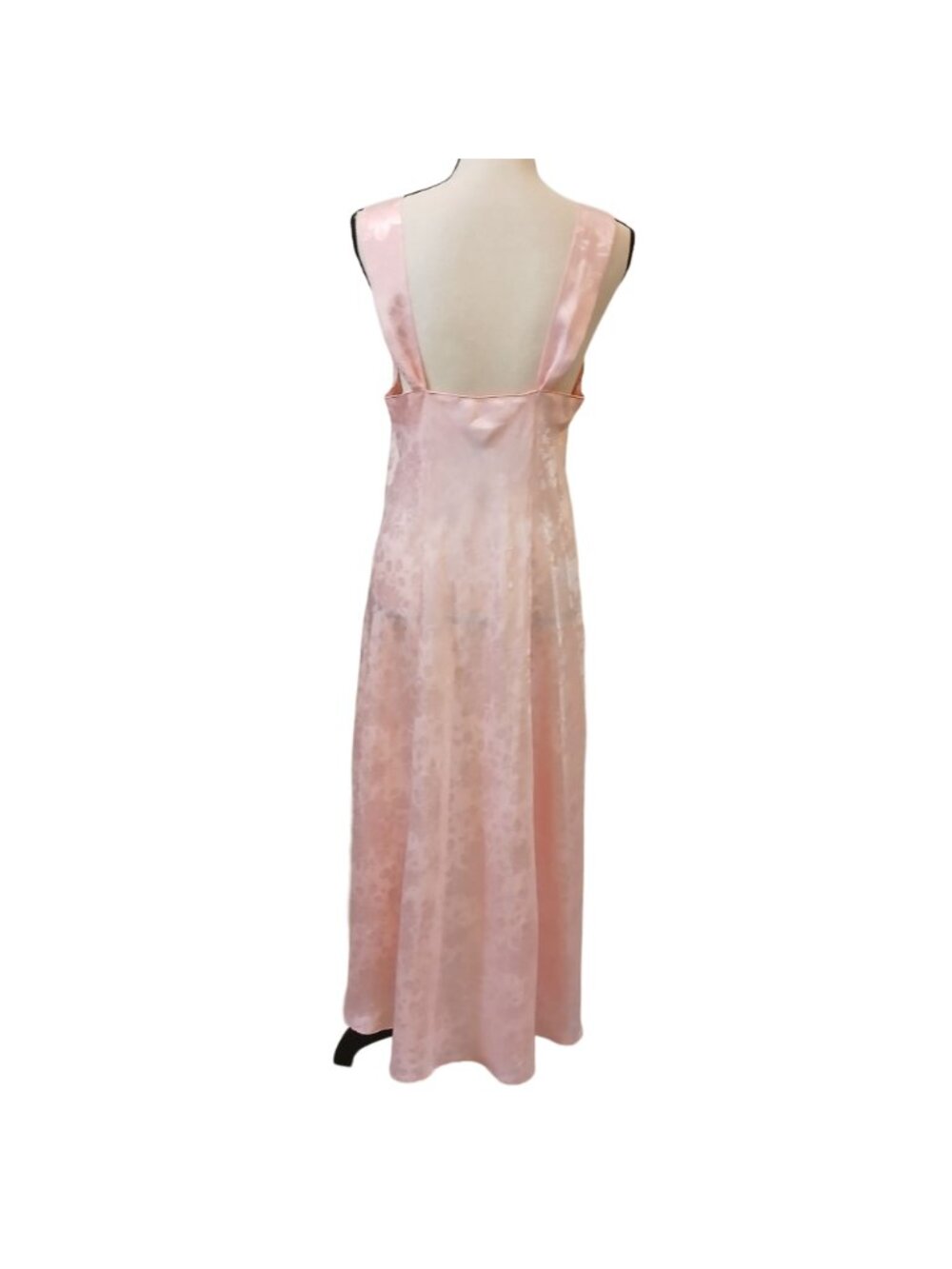 Morgan Taylor Womens Medium V-Neck Evening Gown Pink Nightgown Satin #i-4 - Picture 2 of 9